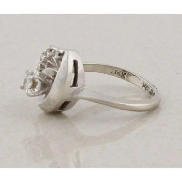 14k White Gold Diamond Ring Antique Art Deco Size 6 - Picture 7 of 8